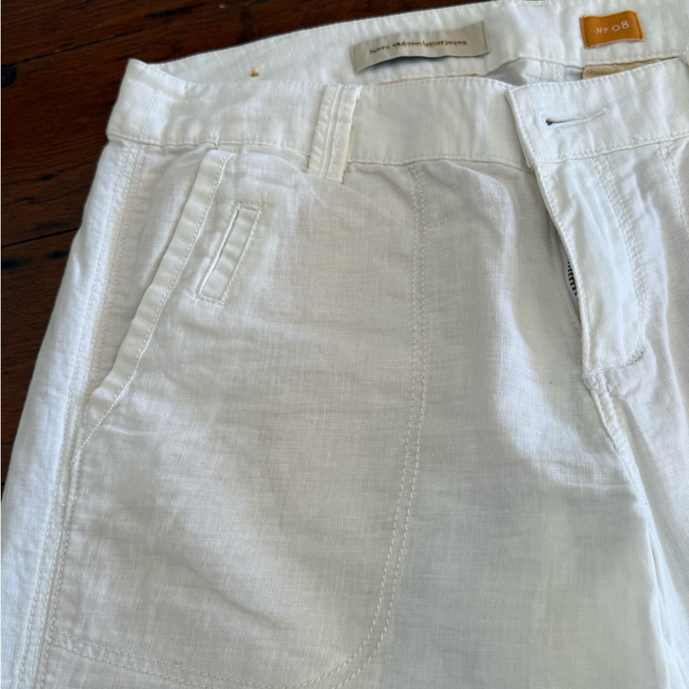 Anthropologie Pilcro white Linen wide leg pant, size 8 ready for summer! - Picture 5 of 11